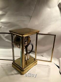 Antique Waterbury Crystal Regulator Mantel Clock With Open Escapement