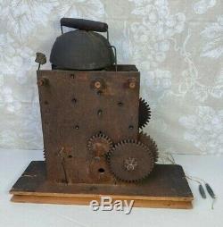 Antique Wood GF Clock Movement with Bell Strike Runs No Marking as to Maker
