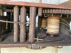 Antique Wood GF Clock Movement with Bell Strike Runs No Marking as to Maker