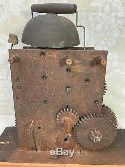 Antique Wood GF Clock Movement with Bell Strike Runs No Marking as to Maker