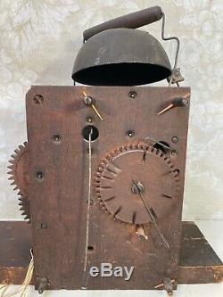 Antique Wood GF Clock Movement with Bell Strike Runs No Marking as to Maker