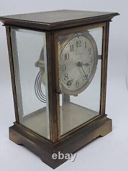 Antique Work 1910 Seth Thomas Brass & Glass Crystal Lift Shelf Clock 48s