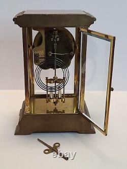 Antique Work Seth Thomas Victorian Brass & Glass Crystal Regulator Clock 48N