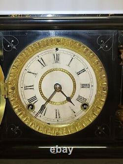 Antique Working 1800's SETH THOMAS Victorian Adamantine Mantel Shelf Clock