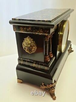 Antique Working 1800's SETH THOMAS Victorian Adamantine Mantel Shelf Clock