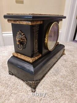 Antique Working 1880 SETH THOMAS Victorian Brown Marble Adamantine Mantel Clock
