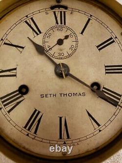 Antique Working 1880's SETH THOMAS Brass Bottom Bell Ship's Bell Ship Wall Clock
