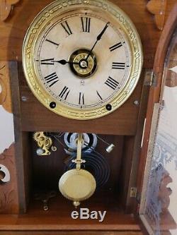 Antique Working 1888 SETH THOMAS Carthage City Series Walnut Parlor Clock