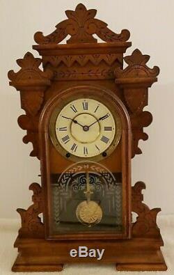 Antique Working 1892 SETH THOMAS Tacoma City Series Walnut Parlor Mantel Clock