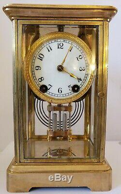 Antique Working 1906 SETH THOMAS Brass & Beveled Glass Crystal Regulator Clock