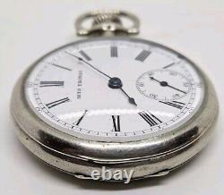 Antique Working 1907 SETH THOMAS Ladies Nickel Silver Deco Pocket Watch 6s