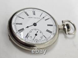 Antique Working 1907 SETH THOMAS Ladies Nickel Silver Deco Pocket Watch 6s