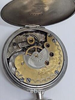 Antique Working 1907 SETH THOMAS Ladies Nickel Silver Deco Pocket Watch 6s