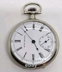 Antique Working 1907 SETH THOMAS Ladies Nickel Silver Deco Pocket Watch 6s