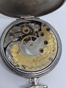 Antique Working 1907 SETH THOMAS Ladies Nickel Silver Deco Pocket Watch 6s