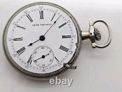 Antique Working 1907 SETH THOMAS Ladies Nickel Silver Deco Pocket Watch 6s