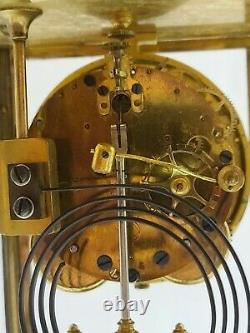 Antique Working 1909 SETH THOMAS Victorian Brass & Glass Crystal Regulator Clock