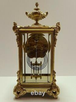 Antique Working 1909 SETH THOMAS Victorian Brass & Glass Crystal Regulator Clock