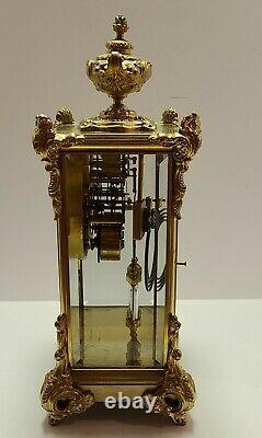 Antique Working 1909 SETH THOMAS Victorian Brass & Glass Crystal Regulator Clock