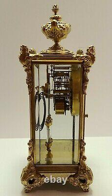 Antique Working 1909 SETH THOMAS Victorian Brass & Glass Crystal Regulator Clock