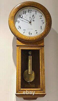 Antique Working 1925 SETH THOMAS Regulator No. 2 Weight Driven Oak Wall Clock