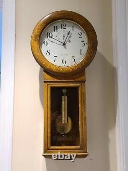 Antique Working 1925 SETH THOMAS Regulator No. 2 Weight Driven Oak Wall Clock