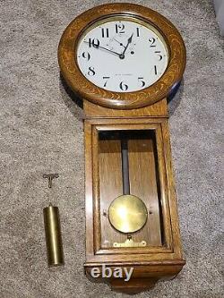 Antique Working 1925 SETH THOMAS Regulator No. 2 Weight Driven Oak Wall Clock