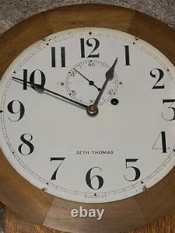 Antique Working 1925 SETH THOMAS Regulator No. 2 Weight Driven Oak Wall Clock