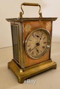 Antique Working 19th C. SETH THOMAS Brass Victorian Carriage Clock Alarm Clock