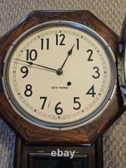Antique Working 19th C. SETH THOMAS Octagon Drop School Regulator Wall Clock