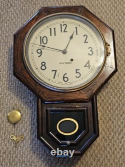 Antique Working 19th C. SETH THOMAS Octagon Drop School Regulator Wall Clock