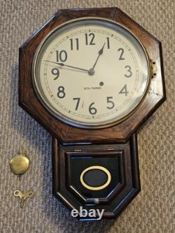 Antique Working 19th C. SETH THOMAS Octagon Drop School Regulator Wall Clock