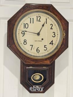 Antique Working 19th C. SETH THOMAS Octagon Drop School Regulator Wall Clock