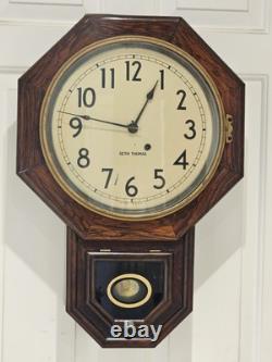 Antique Working 19th C. SETH THOMAS Octagon Drop School Regulator Wall Clock