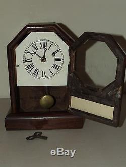 Antique Working 19th C. SETH THOMAS Octagon Top Mini Rosewood Cottage Clock RARE