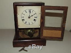 Antique Working 19th C. SETH THOMAS Time & Strike Mini Rosewood Cottage Clock