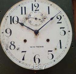 Antique Working SETH THOMAS 30 Day Oak Gallery Lobby Regulator Wall Clock 86AK