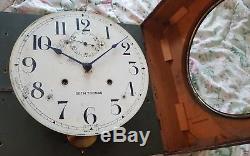Antique Working SETH THOMAS 30 Day Oak Gallery Lobby Regulator Wall Clock 86AK