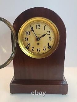 Antique Working SETH THOMAS Mahogany Dome Top 8 Day'Time & Strike' Mantel Clock