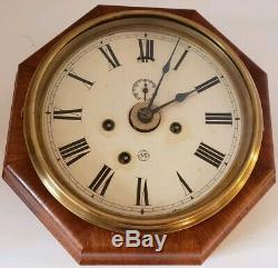Antique Working SETH THOMAS Marine Lever Gallery Ships Wall Clock with Alarm