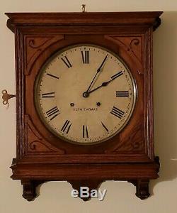 Antique Working SETH THOMAS Oak Time & Strike Gallery Lobby Regulator Wall Clock
