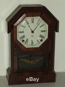Antique Working SETH THOMAS Octagon Top 8 Day Rosewood Cottage Clock c. 1860 RARE