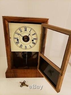 Antique Working SETH THOMAS Plymouth Conn Lyre Movement Rosewood Cottage Clock