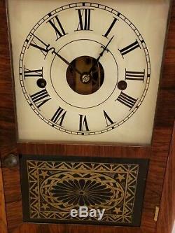 Antique Working SETH THOMAS Plymouth Conn Lyre Movement Rosewood Cottage Clock