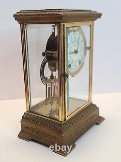 Antique Working SETH THOMAS Victorian Brass & Glass Crystal Regulator Clock 48N