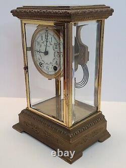 Antique Working SETH THOMAS Victorian Brass & Glass Crystal Regulator Clock 48N