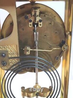 Antique Working SETH THOMAS Victorian Brass & Glass Crystal Regulator Clock 48N