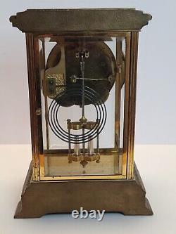 Antique Working SETH THOMAS Victorian Brass & Glass Crystal Regulator Clock 48N