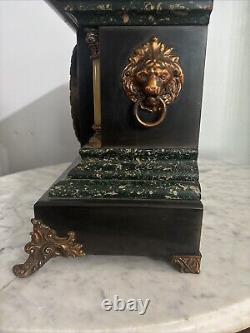 Antique Working SETH THOMAS Victorian Green Marble Adamantine Mantel Clock