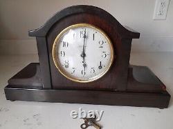 Antique Working Seth Thomas Burlwood Mantle Clock withPendulum & Key 89 AL USA